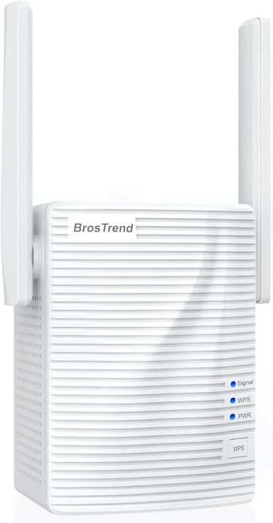 BrosTrend Repetidor WiFi AC1200, Repetidor de Red Doble Banda 5 GHz y 2.4 GHz, Amplificador Señal WiFi y Extensor Wi-Fi, Modo Ap, WPS Botón,