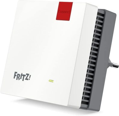 AVM Fritz!Repeater 1200 AX International - Repetidor/Extensor Wi-Fi 6 (2.400 Mbps/5 GHz y 600Mbps/2,4 GHz), Mesh, 1 Puerto LAN Gigabit, WPS,