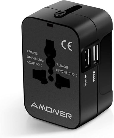 Amoner Adaptador Enchufe De Viaje Universal Enchufe Adaptador Internacional con Dos Puertos USB para USA Europa UK Irlanda Tailandia AU Japó