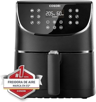 COSORI Freidora de Aire 5,5 L, Air Fryer con 100 Recetas en Español, Freidora sin Aceite con 13 Funciones, Pantalla Táctil LED, Cocción EXPE